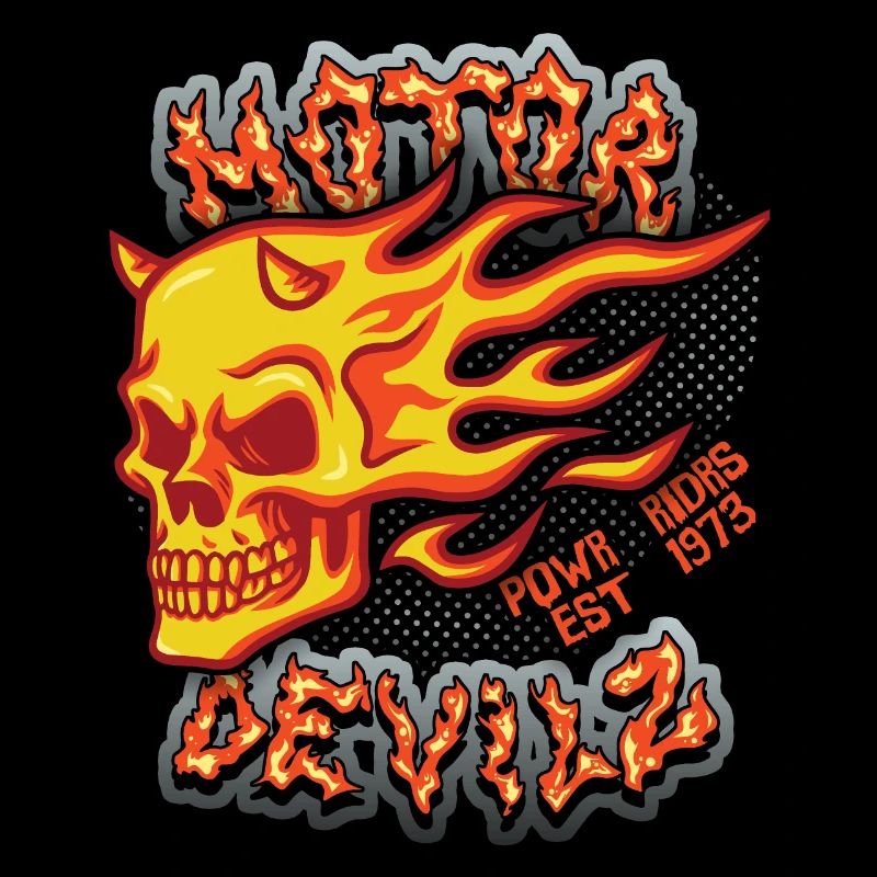 Skull Fire Skull Motorcyclist Motor Devils