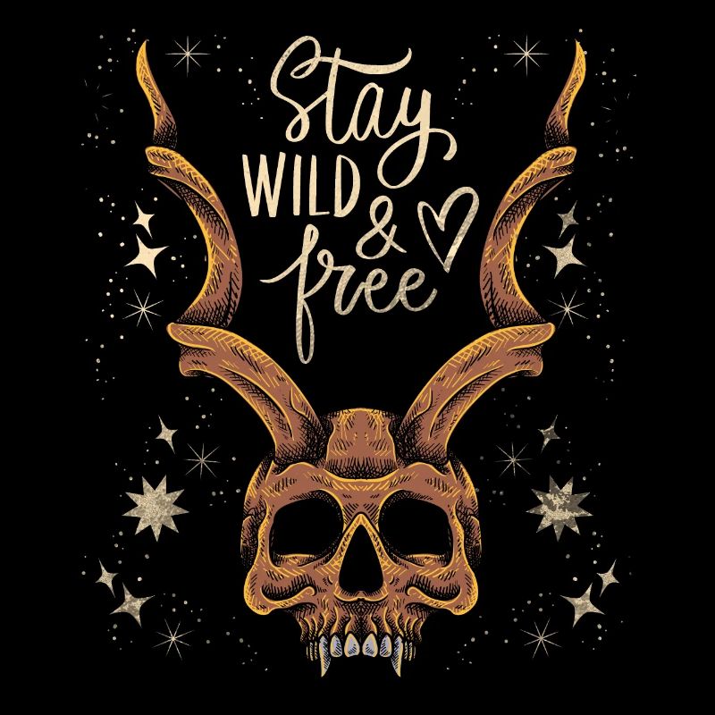 Gehörnter Totenkopf Baphomet Vintage-Skull, Spruch