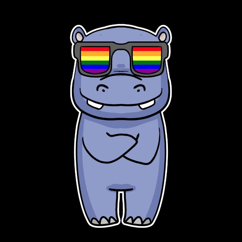 Regenbogen - Nilpferd mit Brille