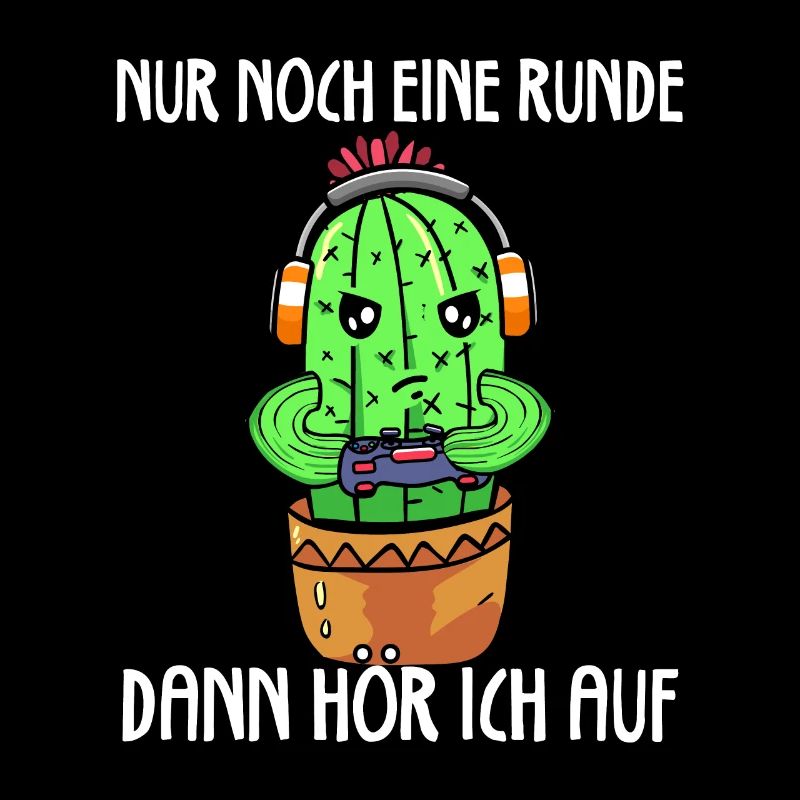 Nur Noch Eine Runde Zocken Gamer Kaktus