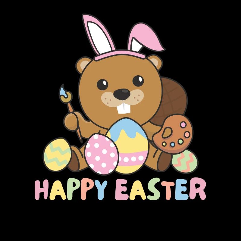 joyeuses Pâques castor doux Pâques avec œufs de Pâques