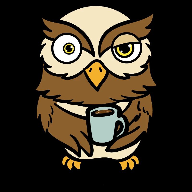 Owl Bird Owner Coffee Drinker