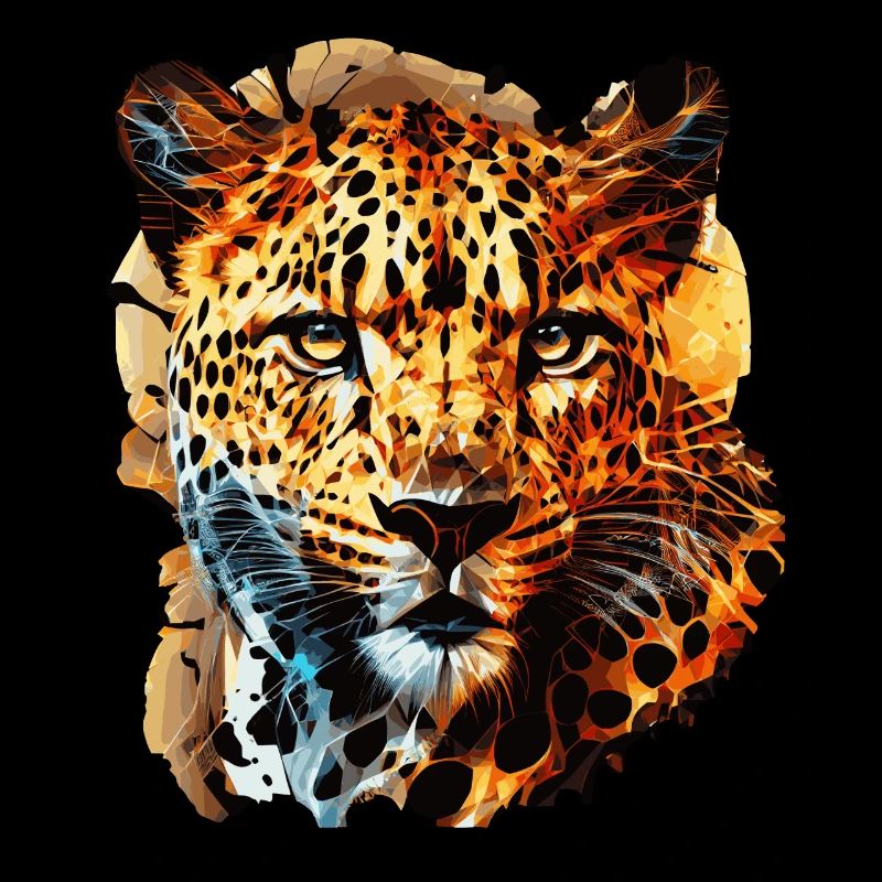 Geometric Leopard Head Abstract Polygonal