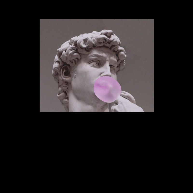 Statue de Michel-Ange David avec chewing-gum pour un