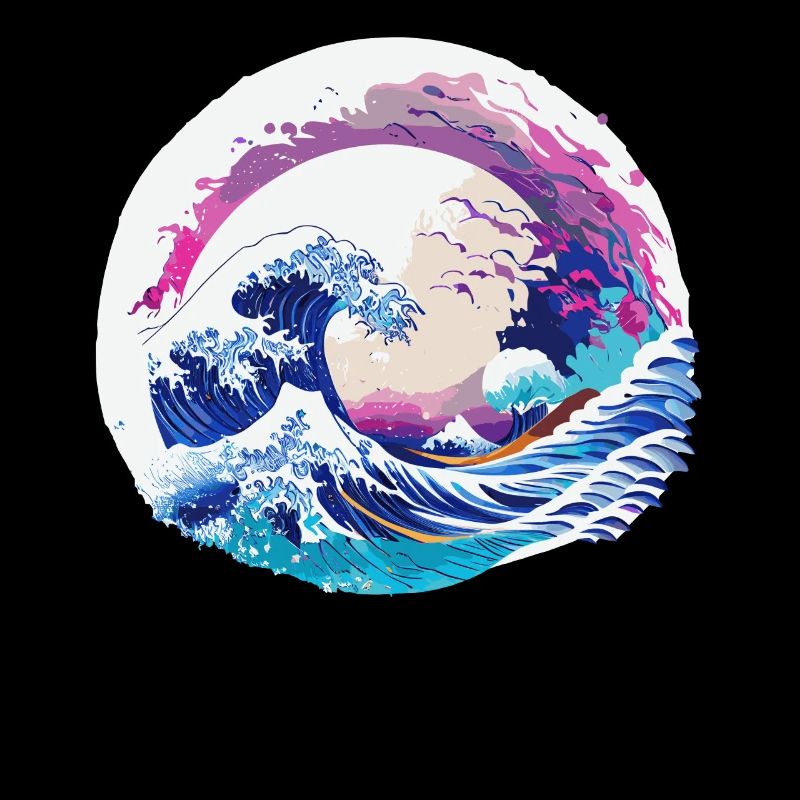 Great Wave Japanese Vaporwave Cherry Blossom