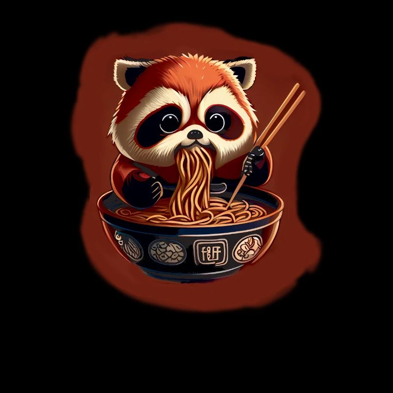 But first Ramen süße Roter Panda isst Ramen