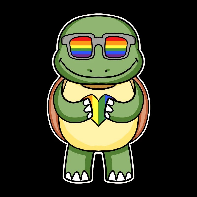 Regenbogen - Schildkröte mit Brille und Herz