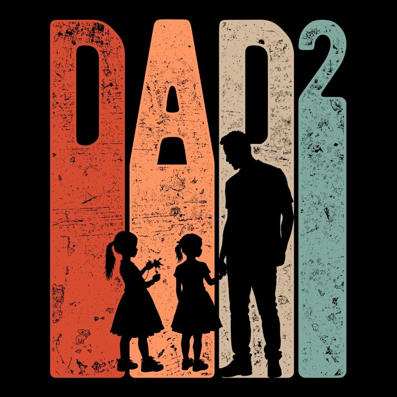 Dad Hoch 2 Papa Hoch 2 Kinder Zwei Mädchen Retro