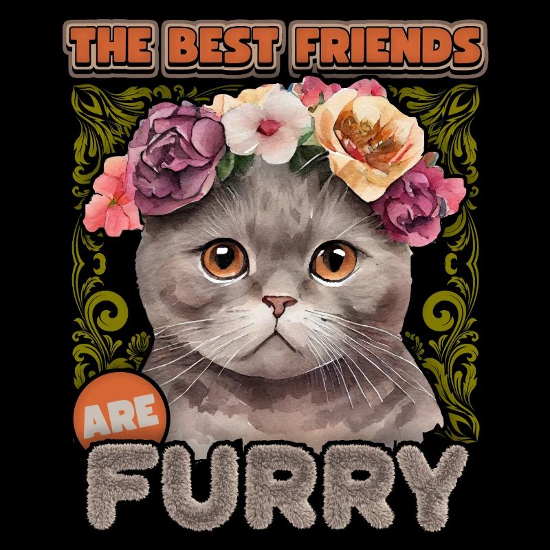British Shorthair chat vintage avec couronne de fleurs