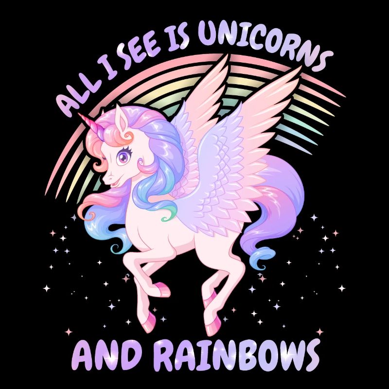 Kawaii Einhorn, Unicorn Mädchen, Regenbogen Spruch