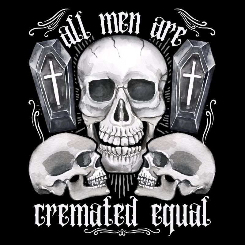 Three skulls, funny saying, pun, crematorium