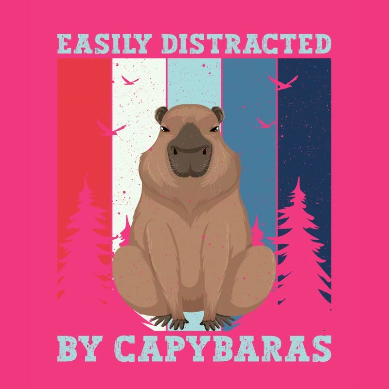 Retro Easily Distracted by Capybaras Capybara
