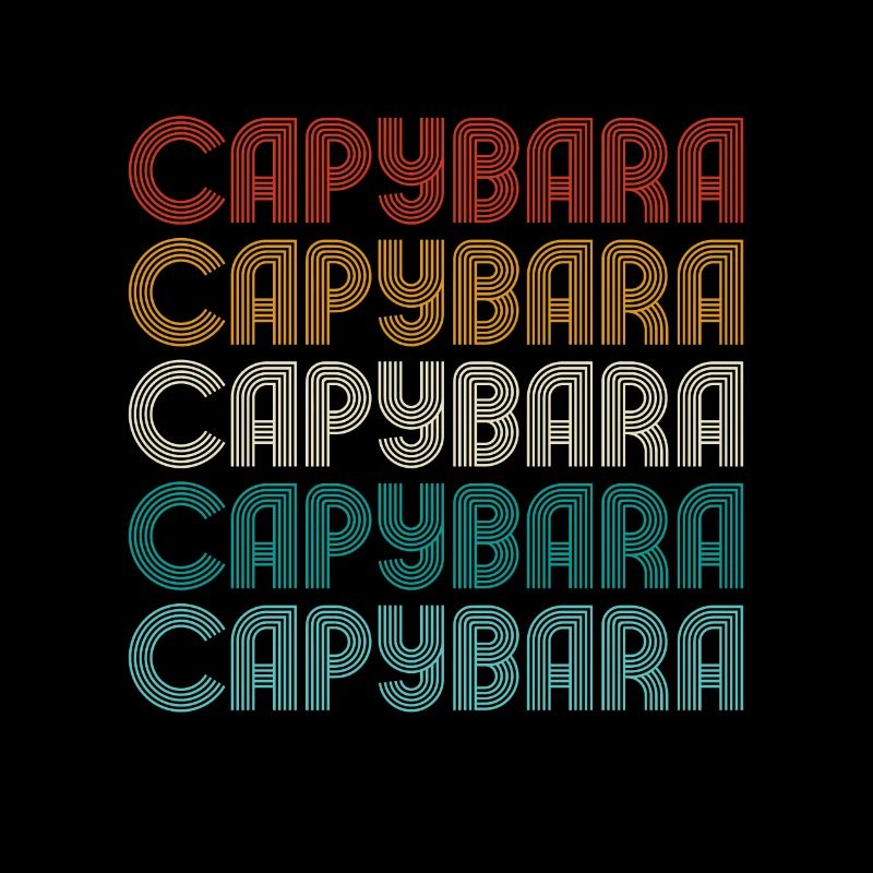 Retro Capybara Text Design - Capybaras