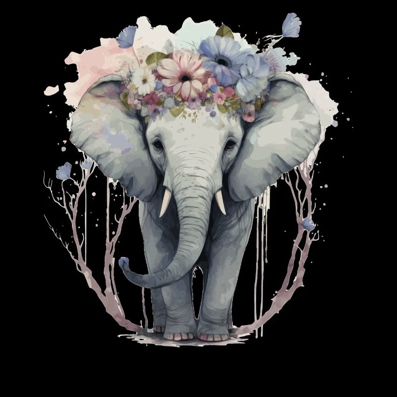 Mignon Elephant Flower Crown Floral Boho Esthétique