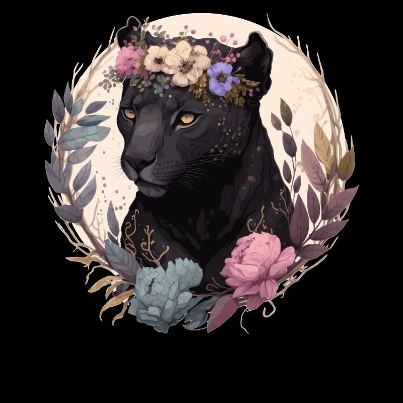 Mignon Black Leopard Aquarelle Fleur Couronne Boho Ae