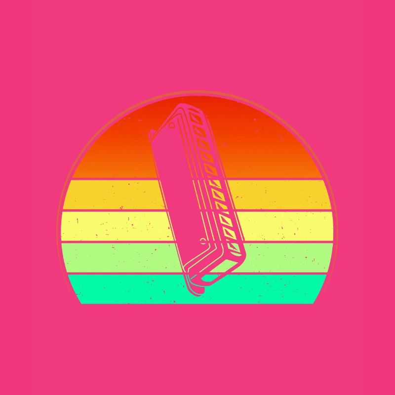 Retro Sunset Design The Harmonica Lover Harmonica