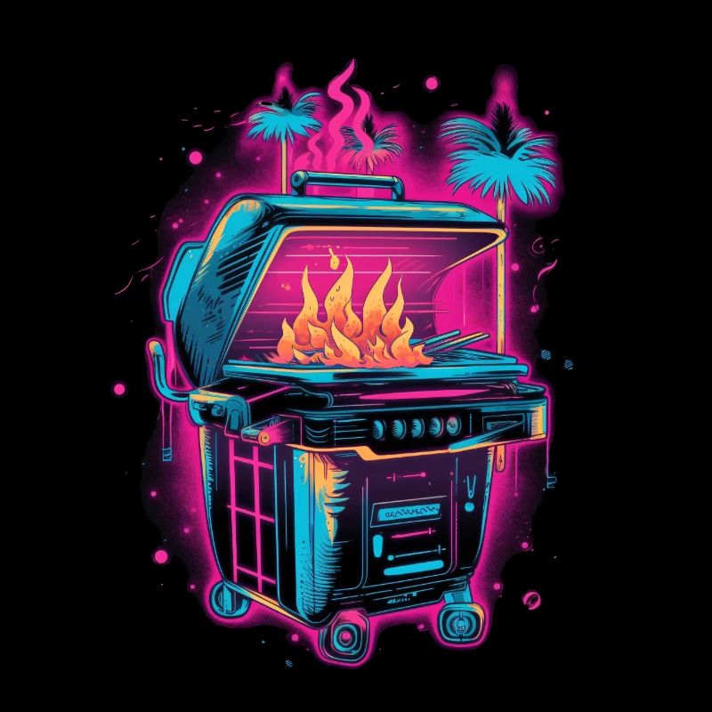 Vaporwave Grill Synthwave Grilling Cadeau Rétro