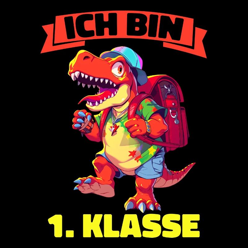 Ich Bin 1. Klasse Einschulung Dino Dinosaurier