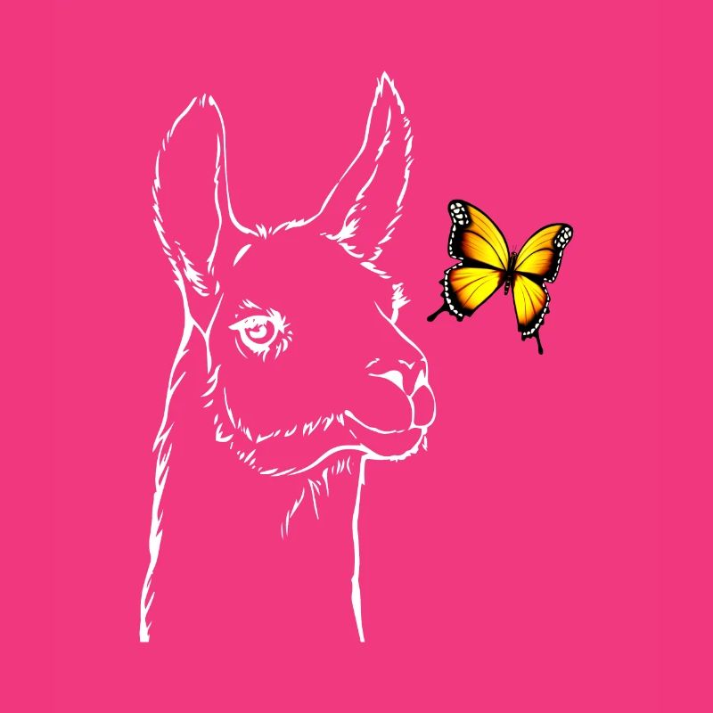 Lama avec papillon