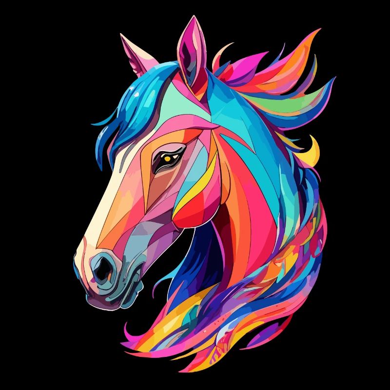 Pferde Pony Design Pferd mit Bunten Reiter Farben