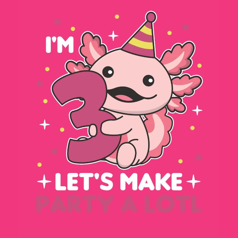 3rd birthday axolotl three year old cute axolotls