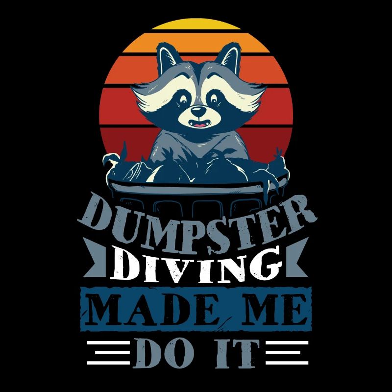Raccoon Lover Garbage Collecting Garbage Container