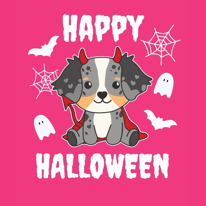 Australian Shepherd Happy Halloween Devil