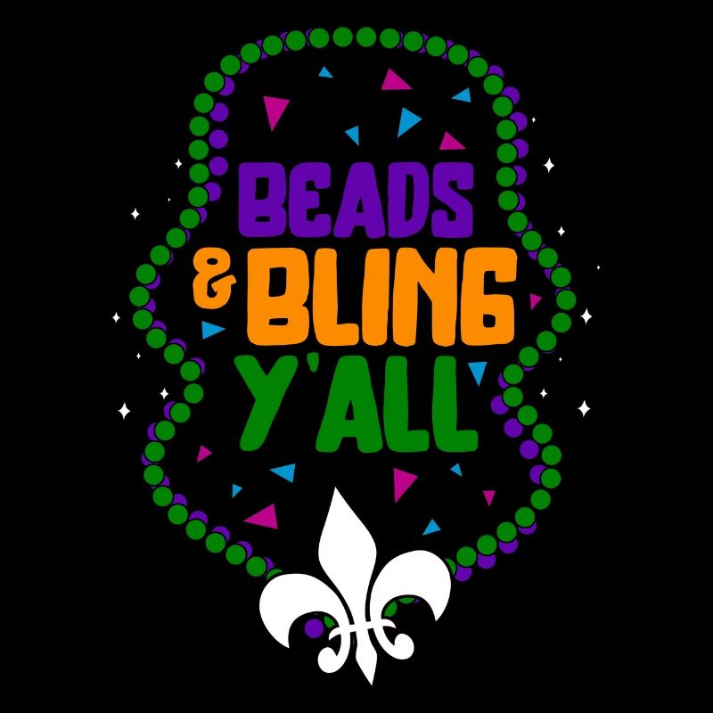 Mardi Gras Fleur De Lis Hemd, Perlen Und Bling