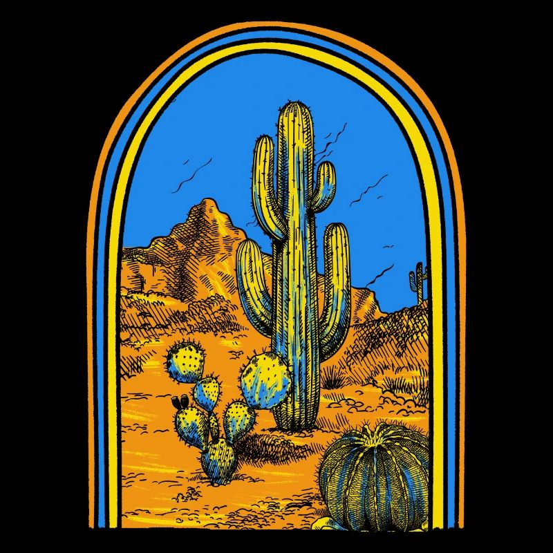 Camping Shirt, Desert Landscape Cactus Tee,