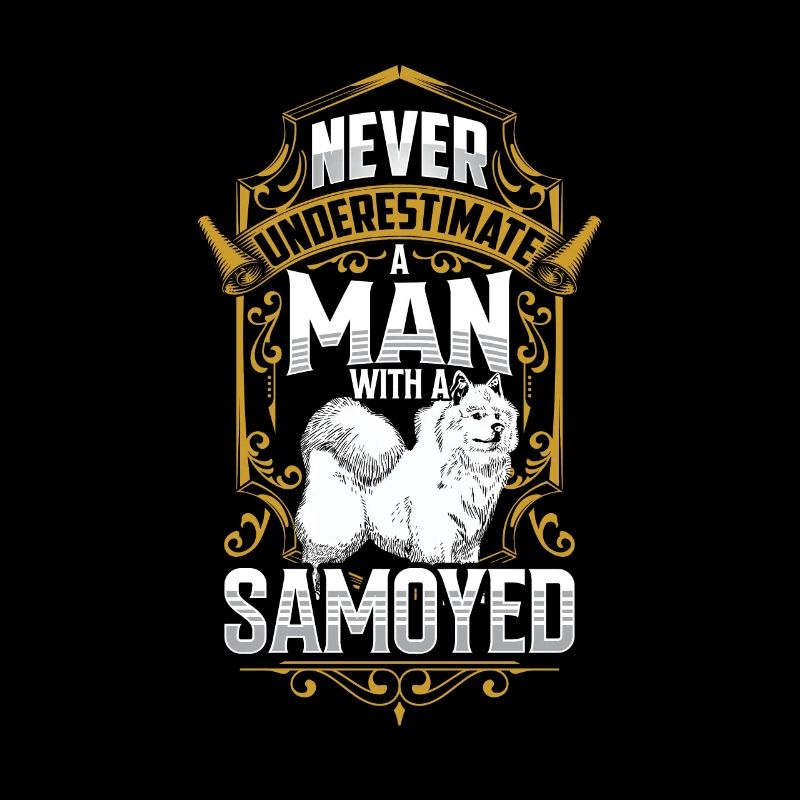 Man with Samoyed Samoyed Spitz