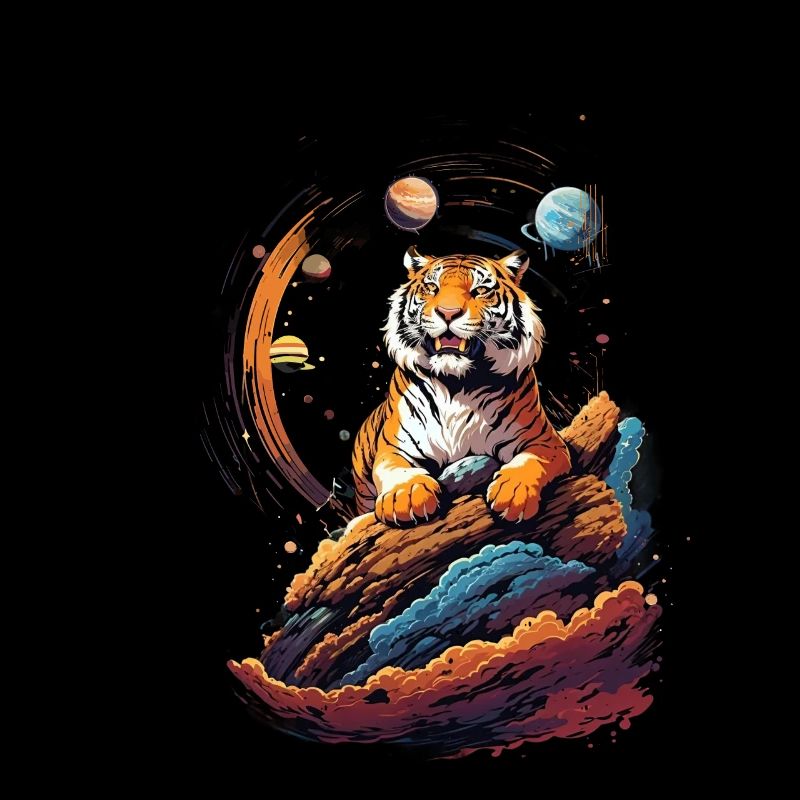 Tigre sur la falaise dans l’espace - Système solaire