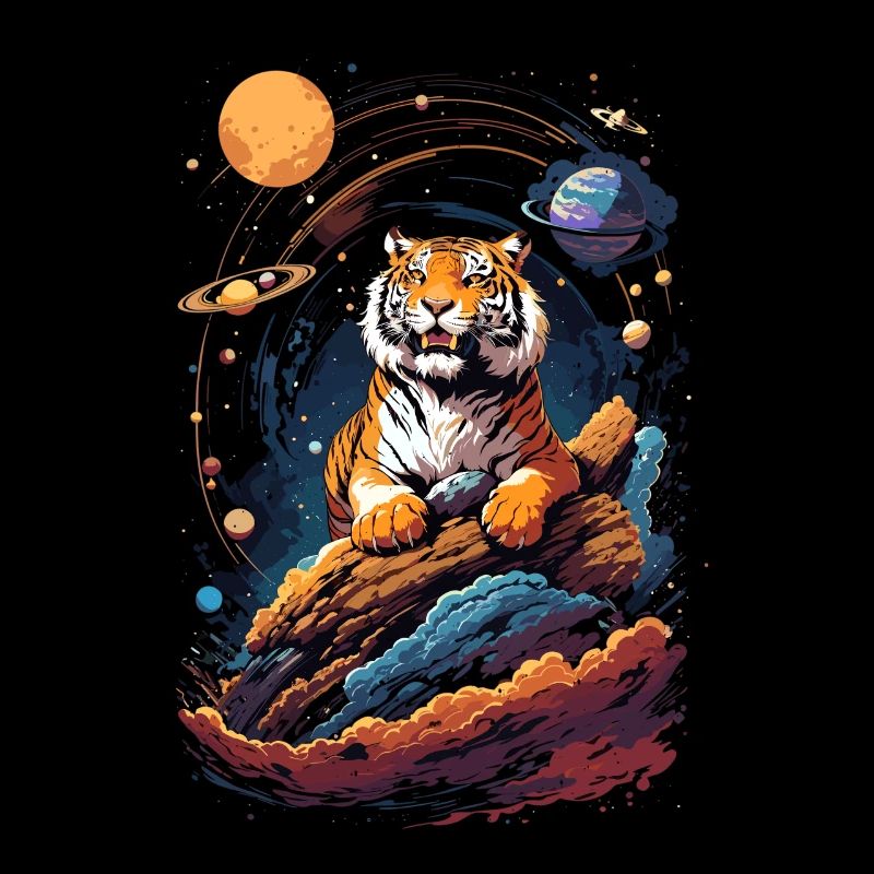 Tiger on the cliff in space - Solar System