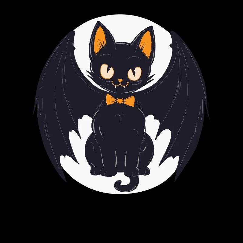 Halloween Black Cat as Vampire