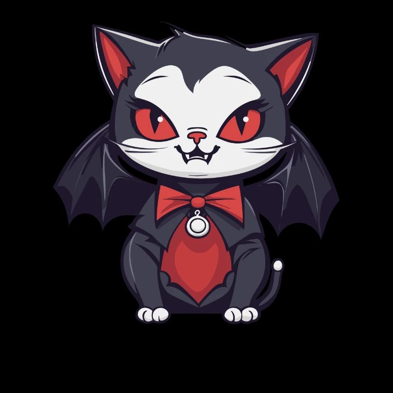 Halloween Black Cat as Vampire