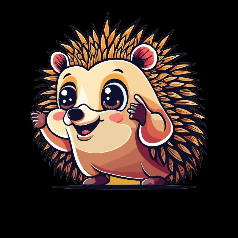 Cute cartoon hedgehog in cheerful pose