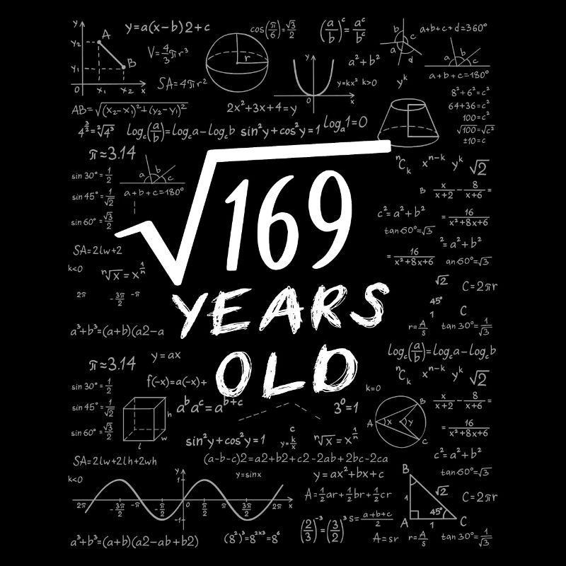 13th Birthday 13 years Square root of 169 math