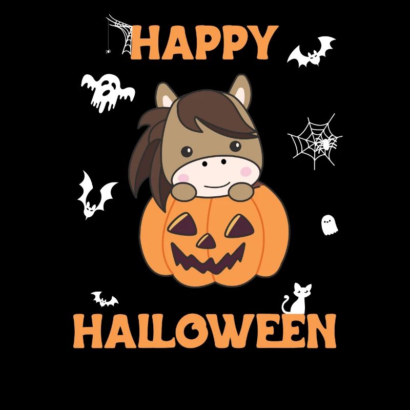 Cheval dans la citrouille Chevaux mignons Joyeux Halloween