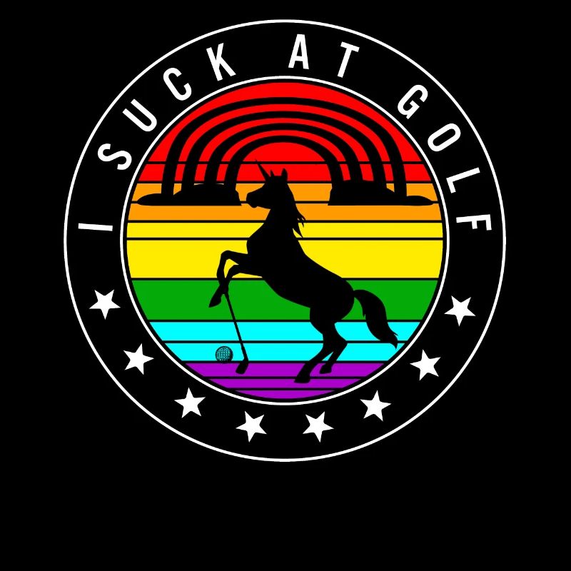 Golfhemd, Ich Sauge Am Golf Einhorn Regenbogen Retro