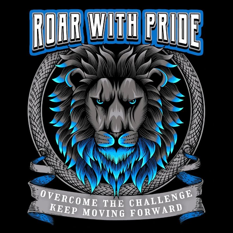 Löwe Spruch Roar with Pride, Löwenkopf