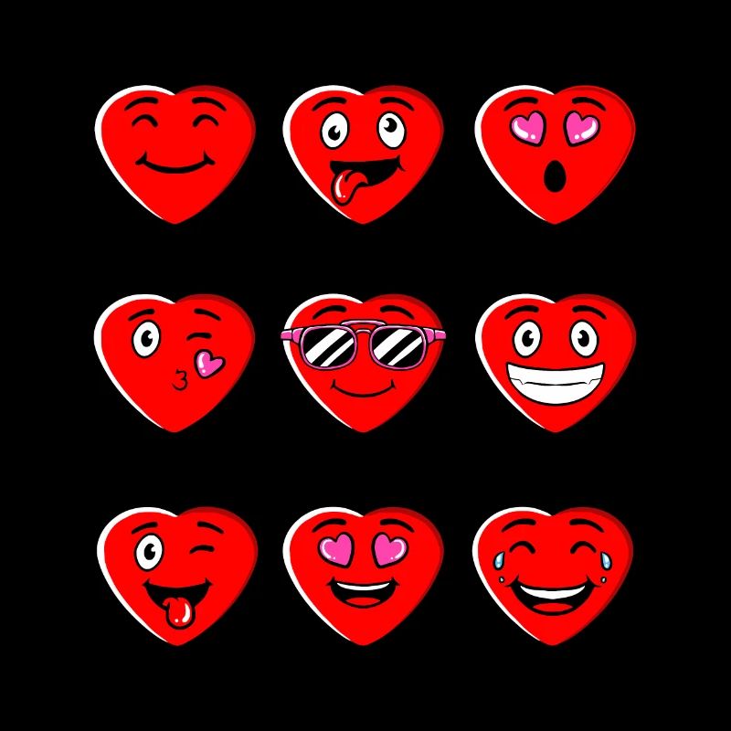 Love Silly Heart Faces Valentines Day
