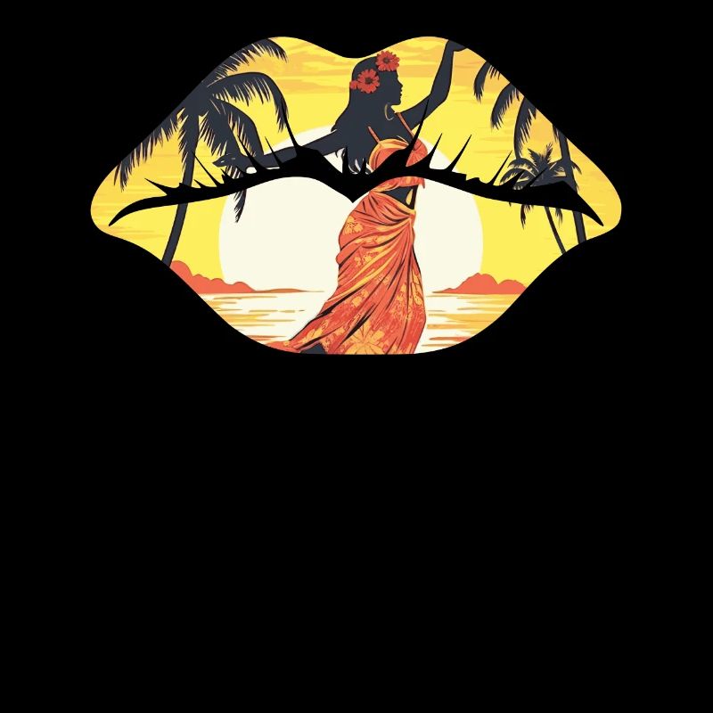 Tropical Summer Beach Lips Maori Retro Sunset