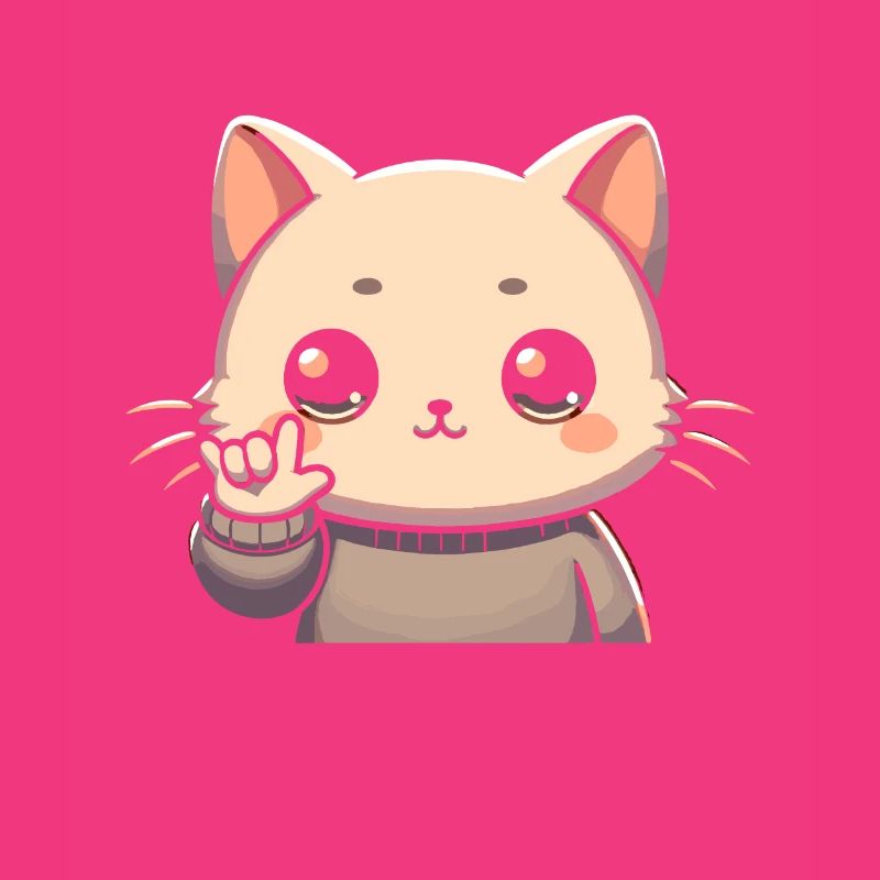 ILY Cat ASL Geste de la main Perte auditive sourde