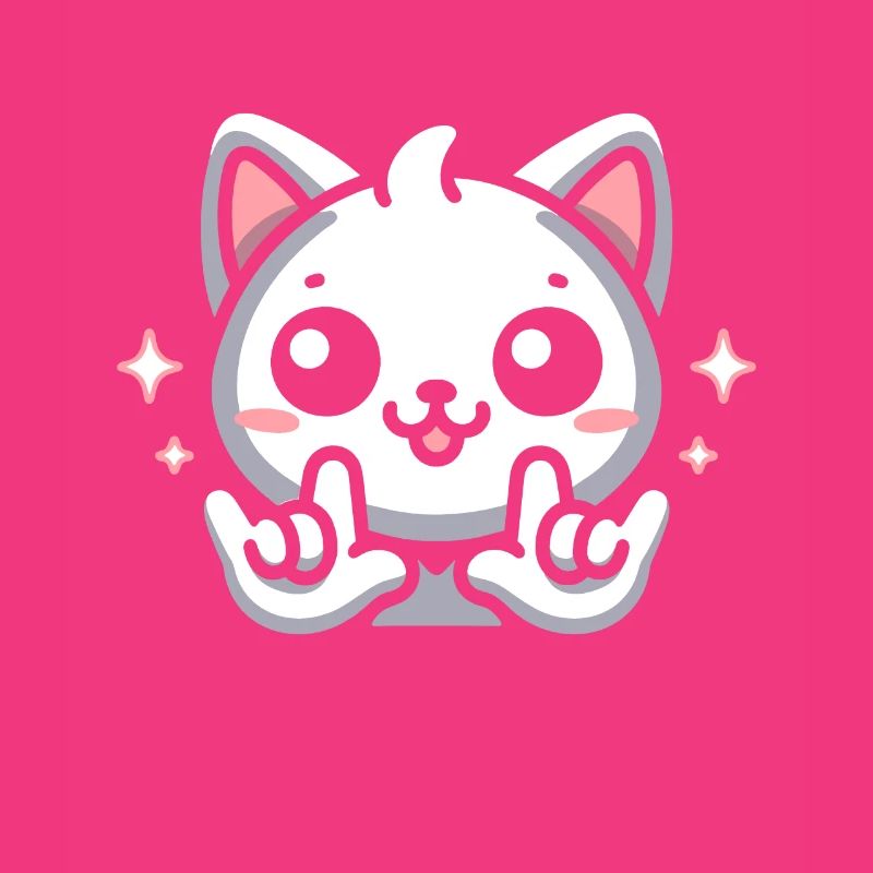 ILY Cat ASL Geste de la main Perte auditive sourde