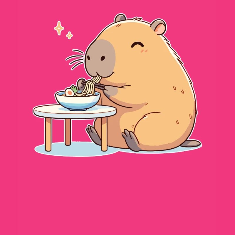 sweet capybara eats ramen noodles capybaras ramen