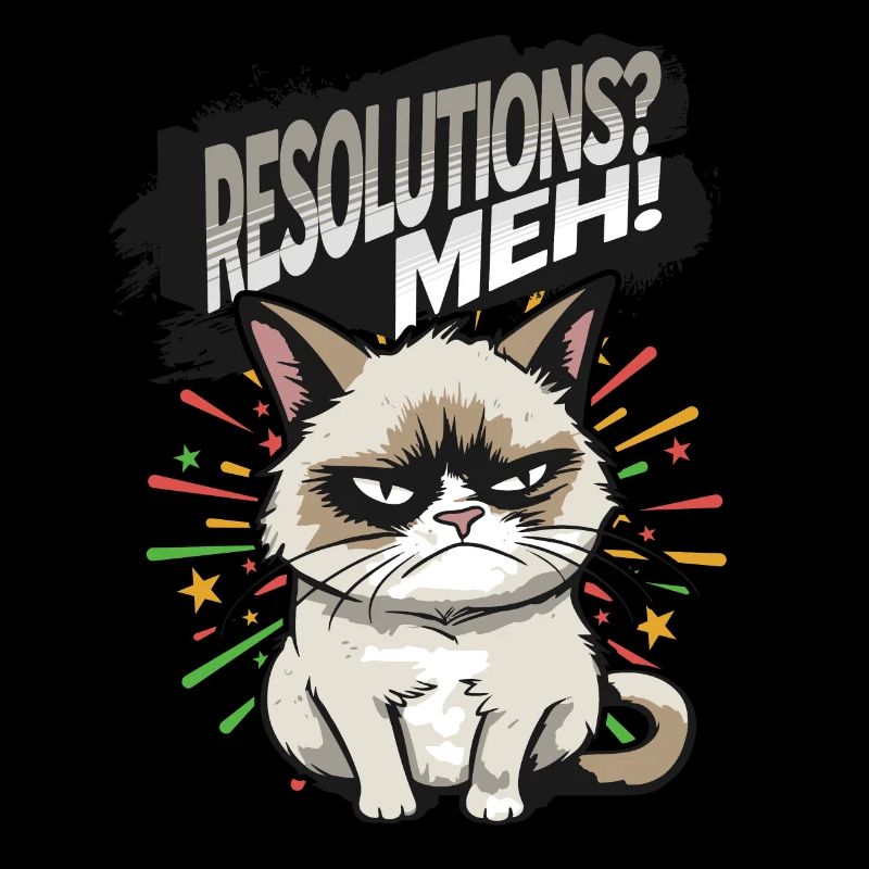 Résolutions? Meh ! Pyjama Angry Cat Bonne Année