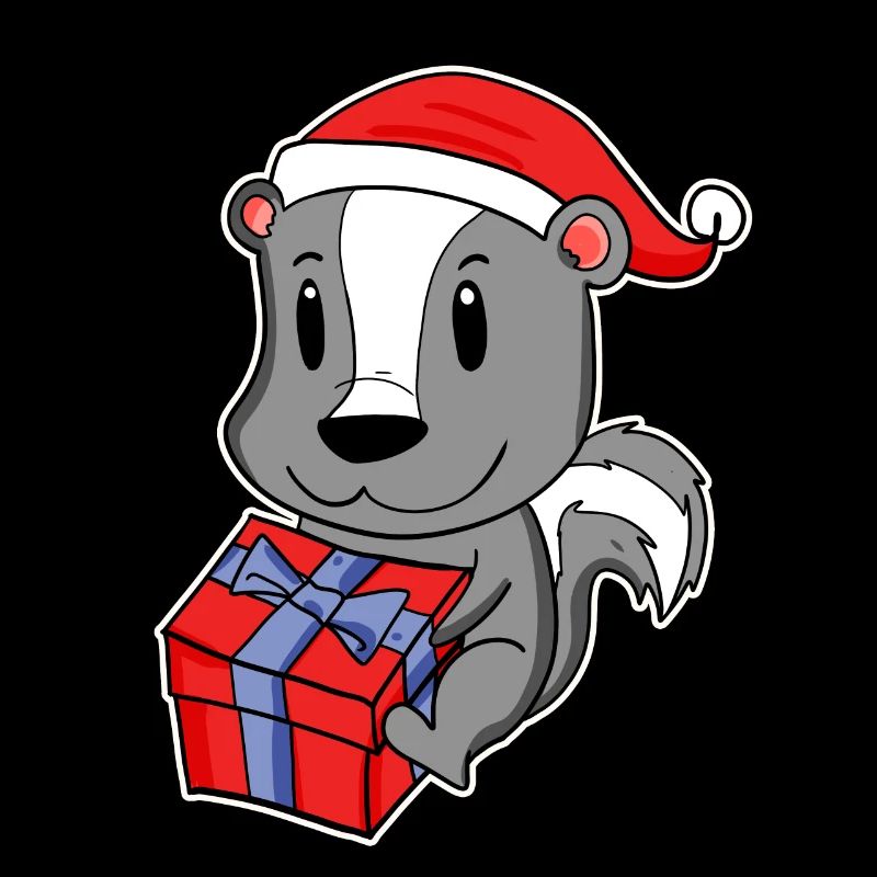 Skunk with Christmas hat