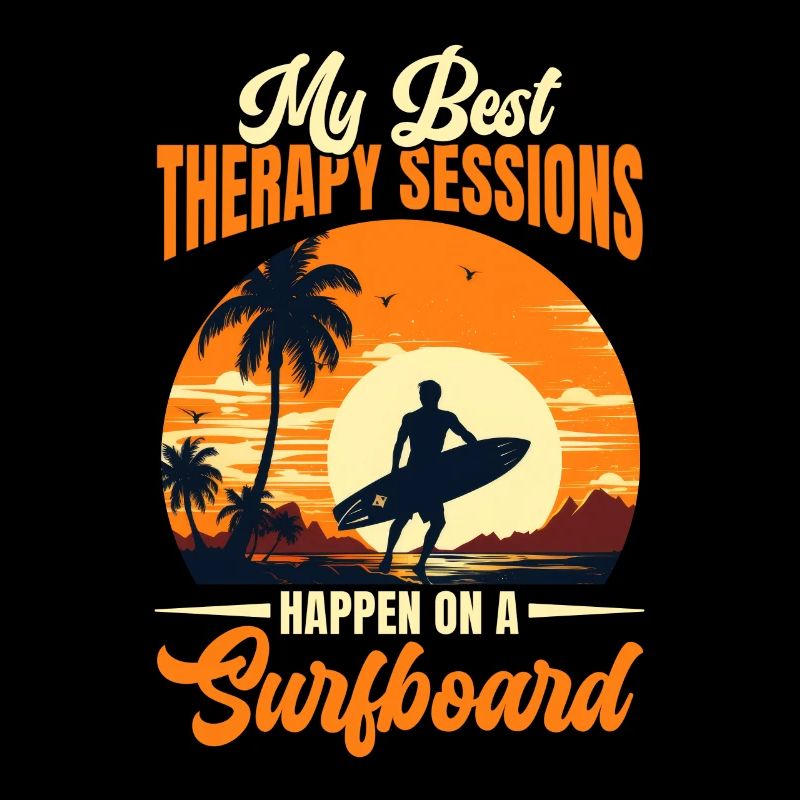 My Best Therapy On A Surfboard Retro Sunset Surfer