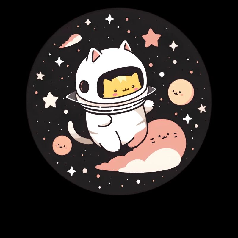 Kawaii Astronaut Cat Celestial Planets Outer Space