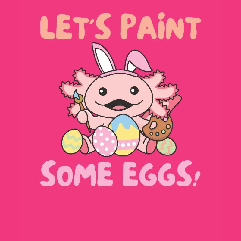 Cute Axolotls for Easter with Easter Eggs Axolotl