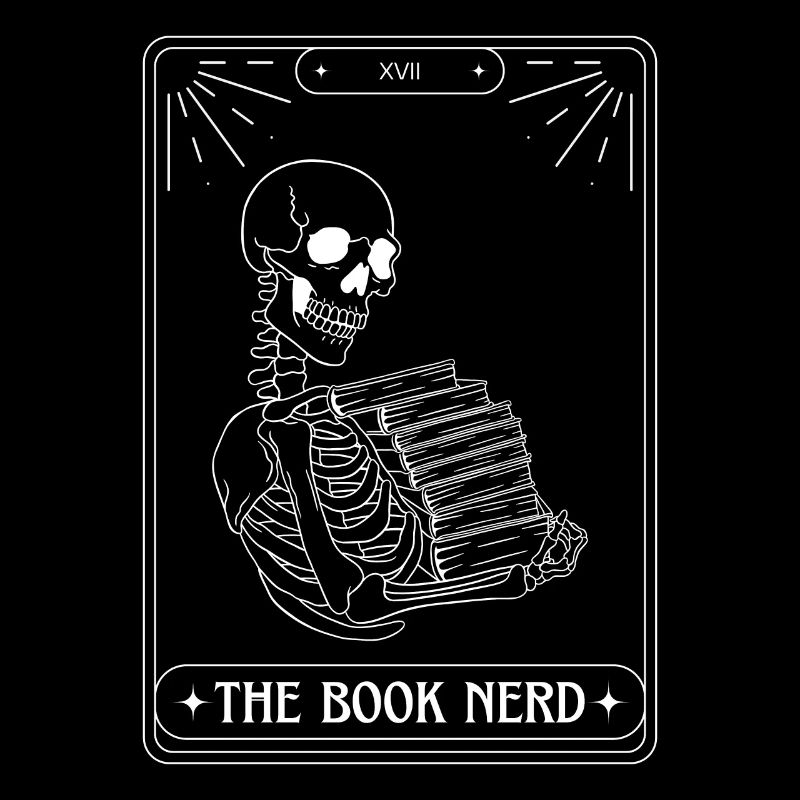 Funny Tarot Card Skeleton Books Reading Book Nerd